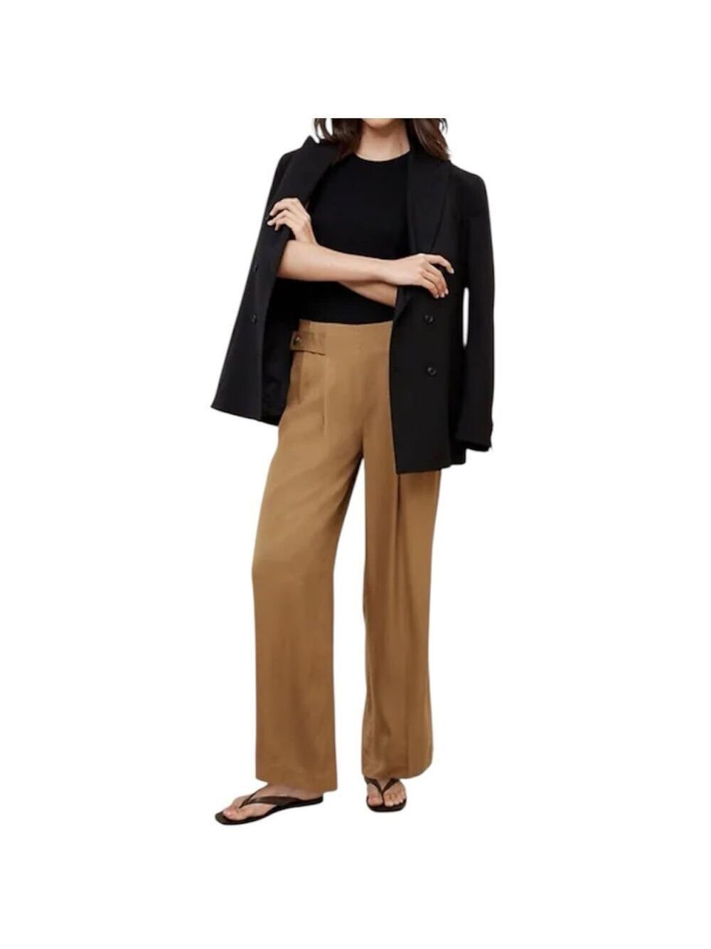 Banana Republic 100% Tencel pleated wide leg camel tan trousers pants 6